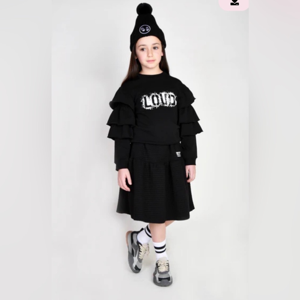 Loud Ruffle Sleeve Cotton Sweatshirt Girls 5T Black Long Sleeve NWT Whimsigoth